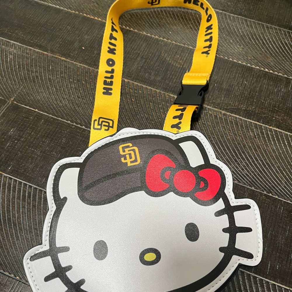San Diego Padres Hello Kitty White Belt Bag with Yellow Lanyard and Red Bow, The